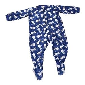 Disney Store Pajamas Kids 24M Mickey Mouse Snowman Blue Fleece Footed Sleeper PJ